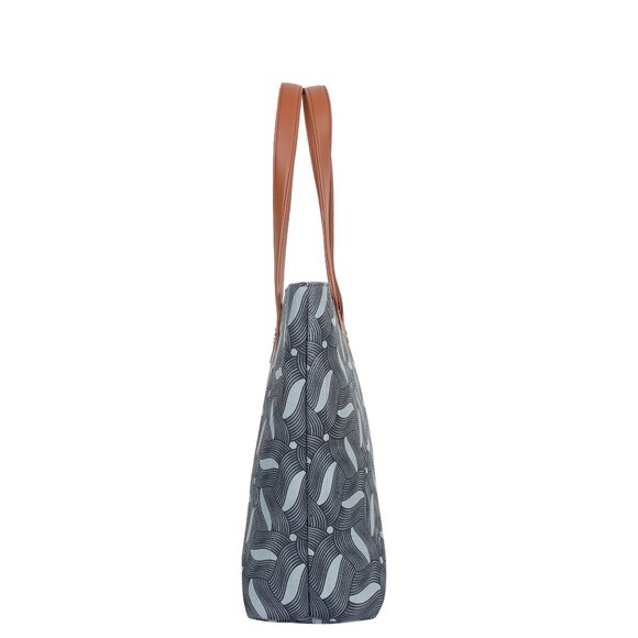 Hand Crafted Fabric Ladies Shoulder Tote Bag in Olive Green Print, Handbag Purse - Picture 7 of 10